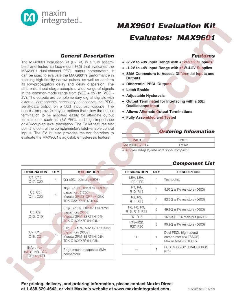 MAX9601EVKIT