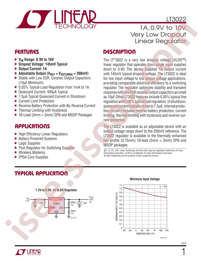 LT3022IDHC-TRPBF