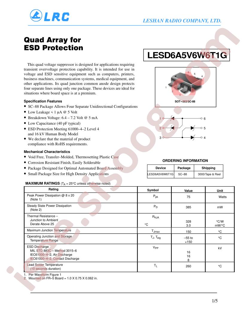 LESD6A5V6W6T1G
