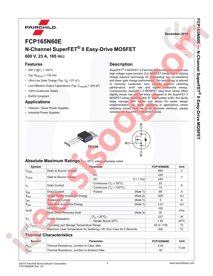 FCP165N60E