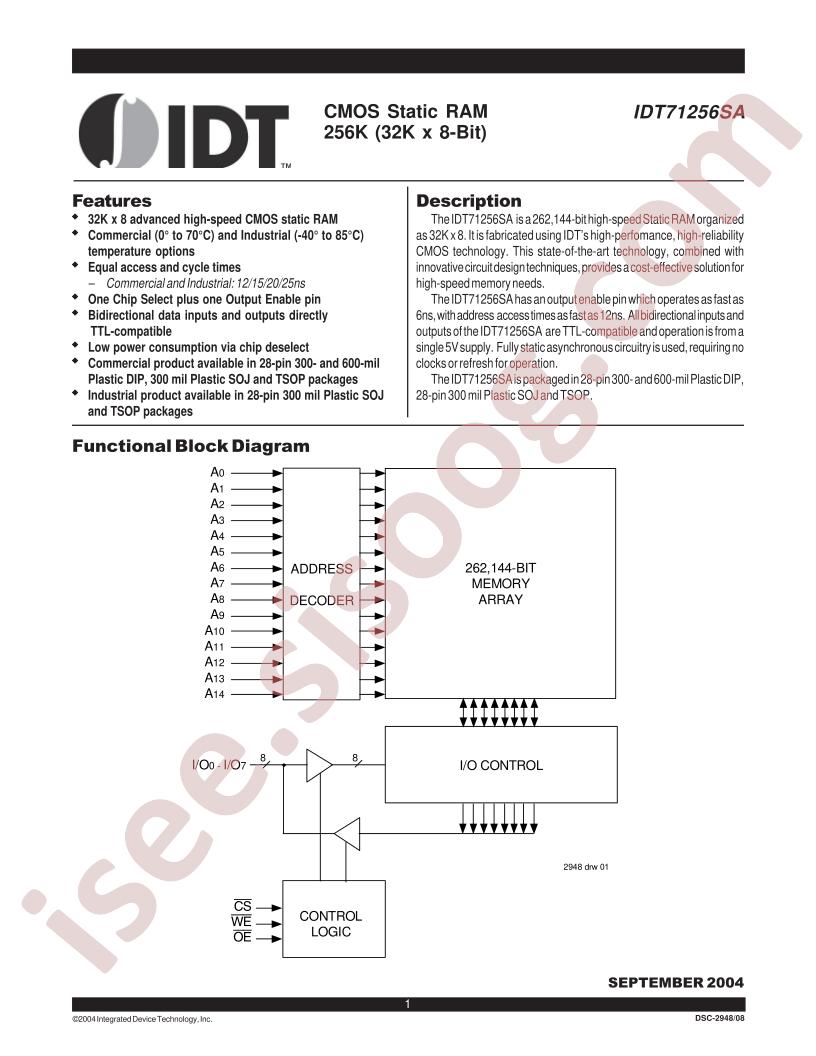 IDT71256SA20PZ