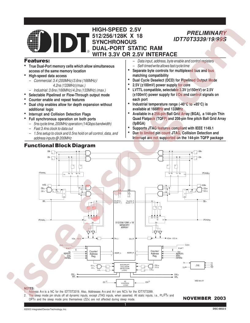 IDT70T3339S133BFI