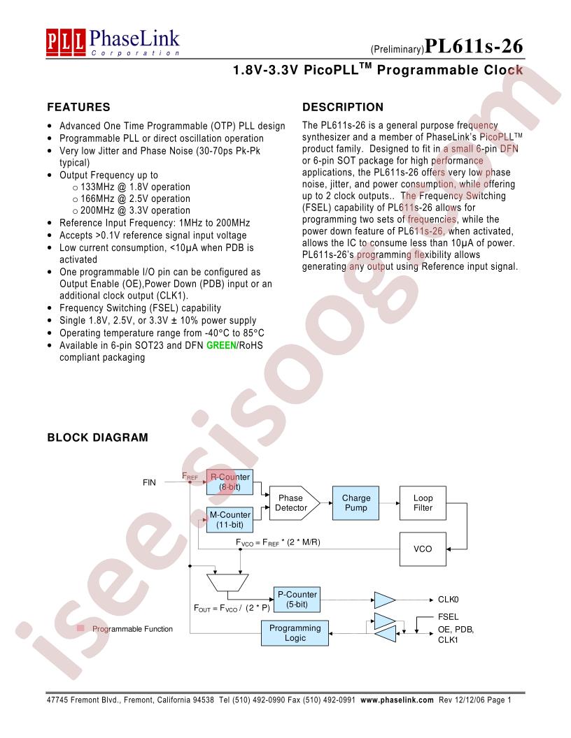 PL611S-26-XXXGCR