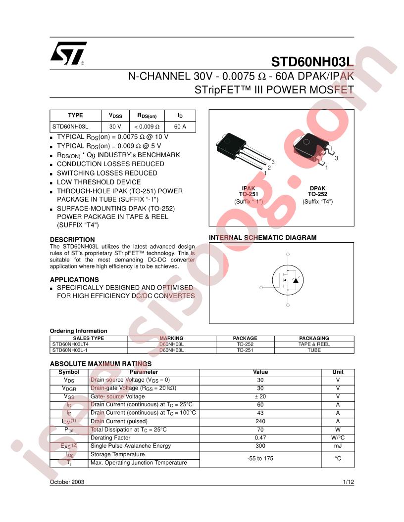 STD60NH03LT4