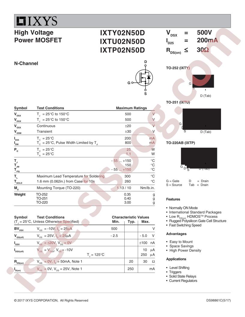IXTP02N50D
