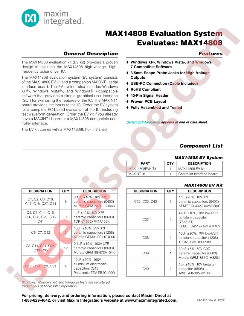 MAX14808EVKIT