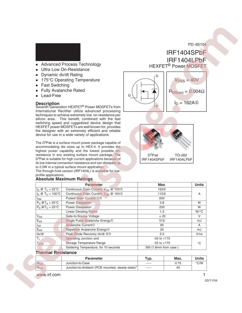 IRF1404LPBF
