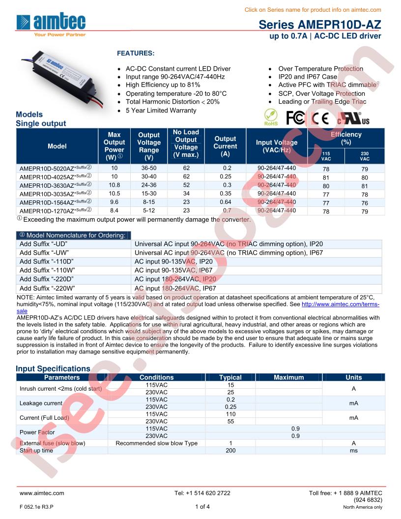 AMEPR10D-4025AZ-110W