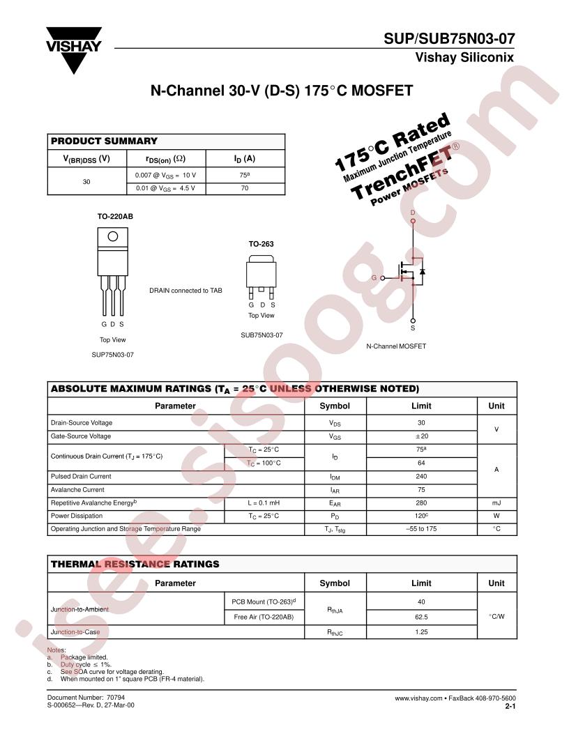 SUP75N03-07