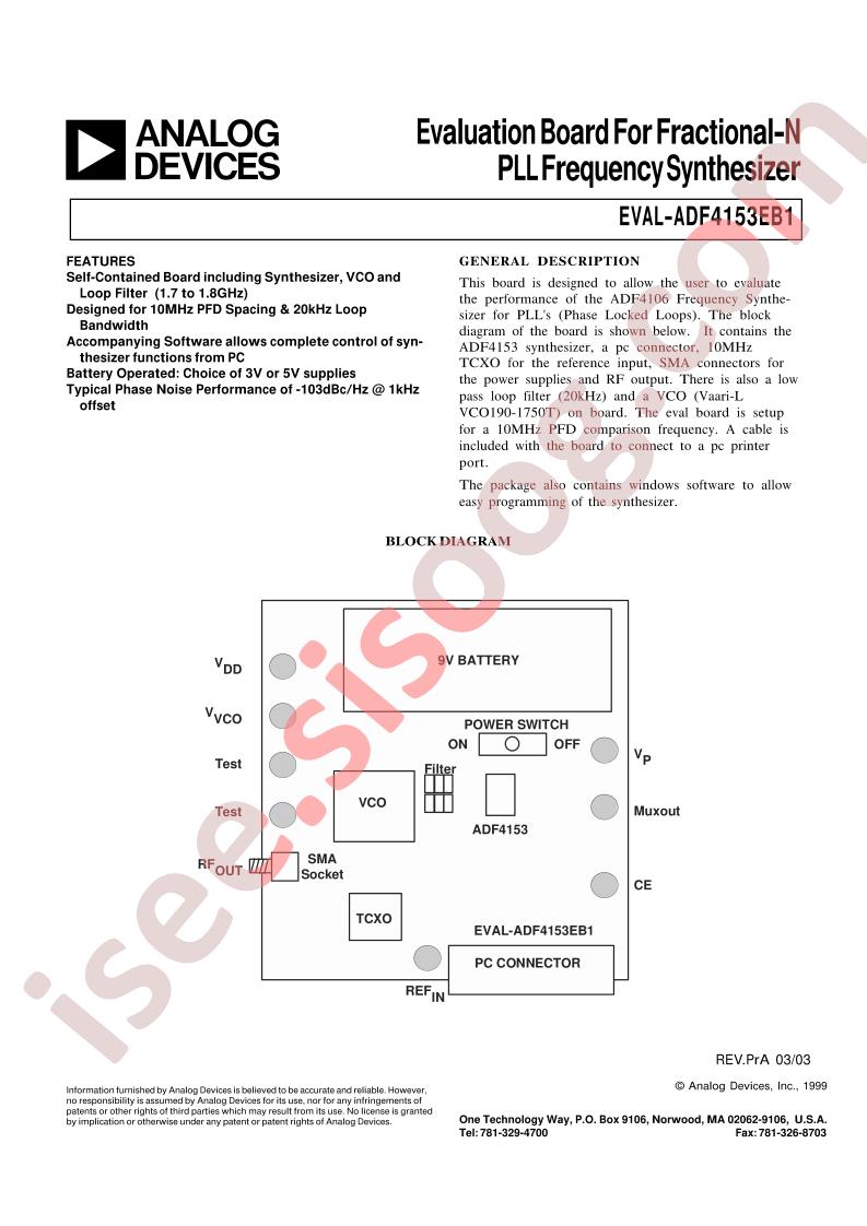EVAL-ADF4153EB1