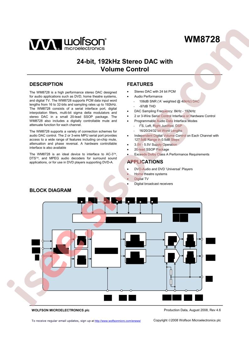 WM8728SEDS