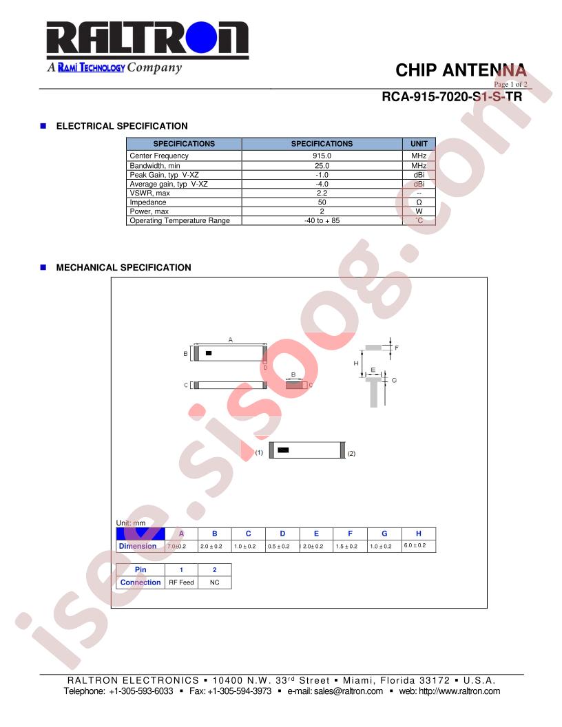 RCA-915-7020-S1-S-TR