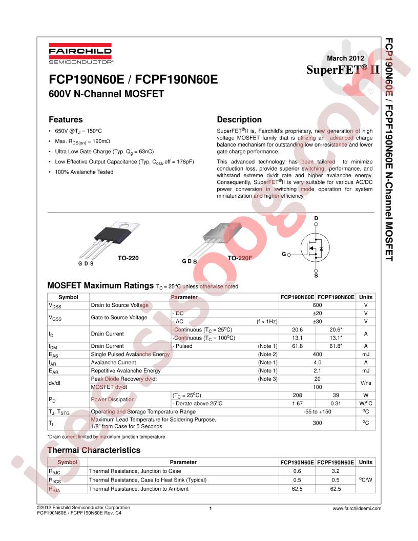FCP190N60E