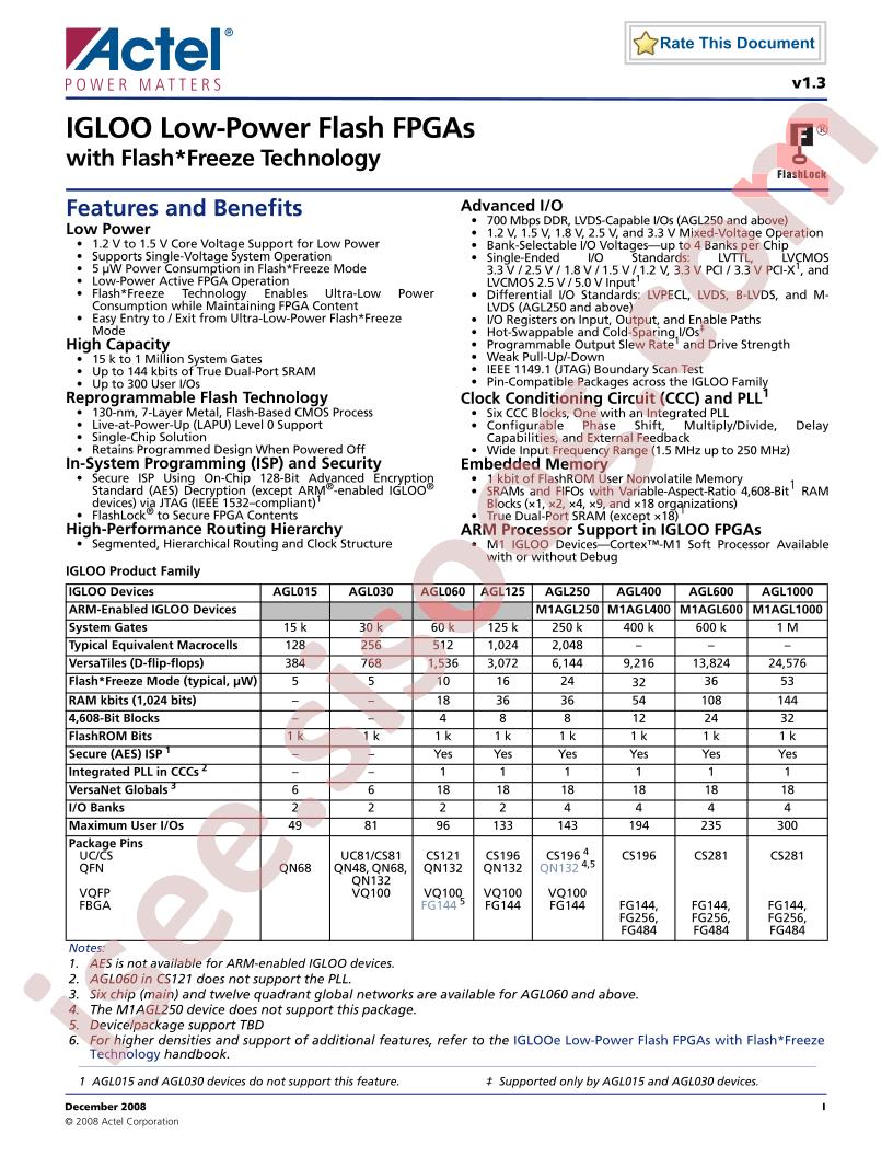 AGL1000V2-FGG144I