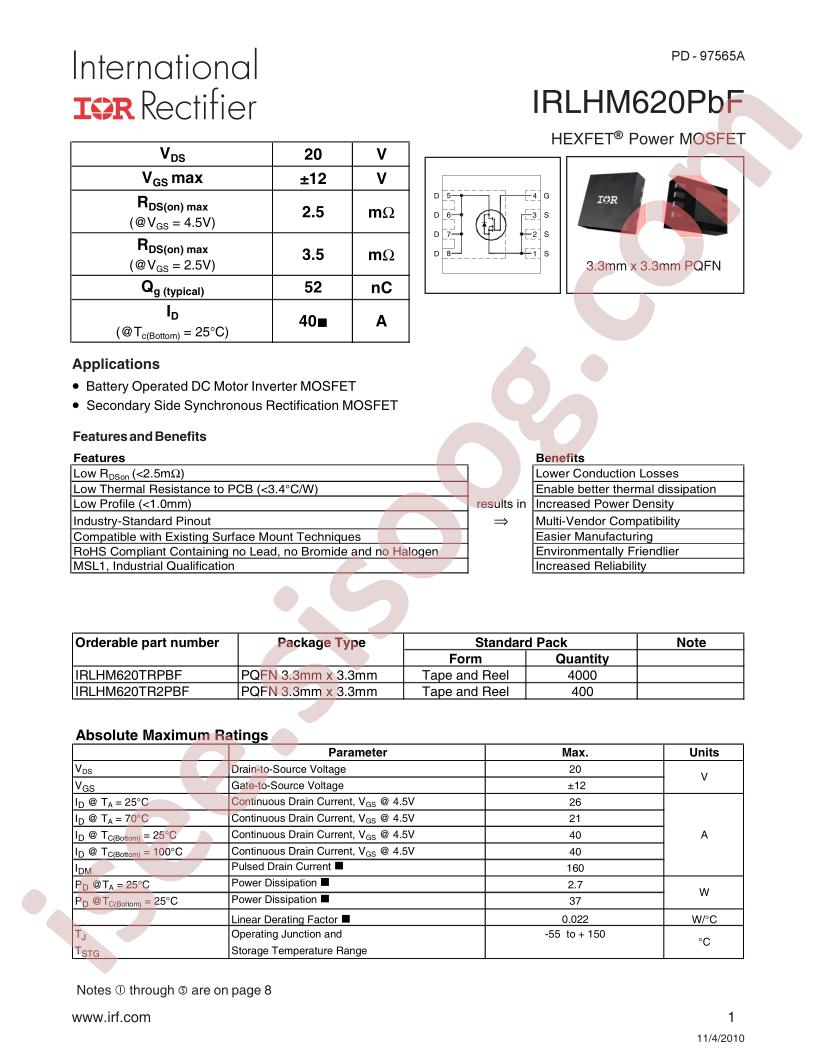 IRLHM620PBF
