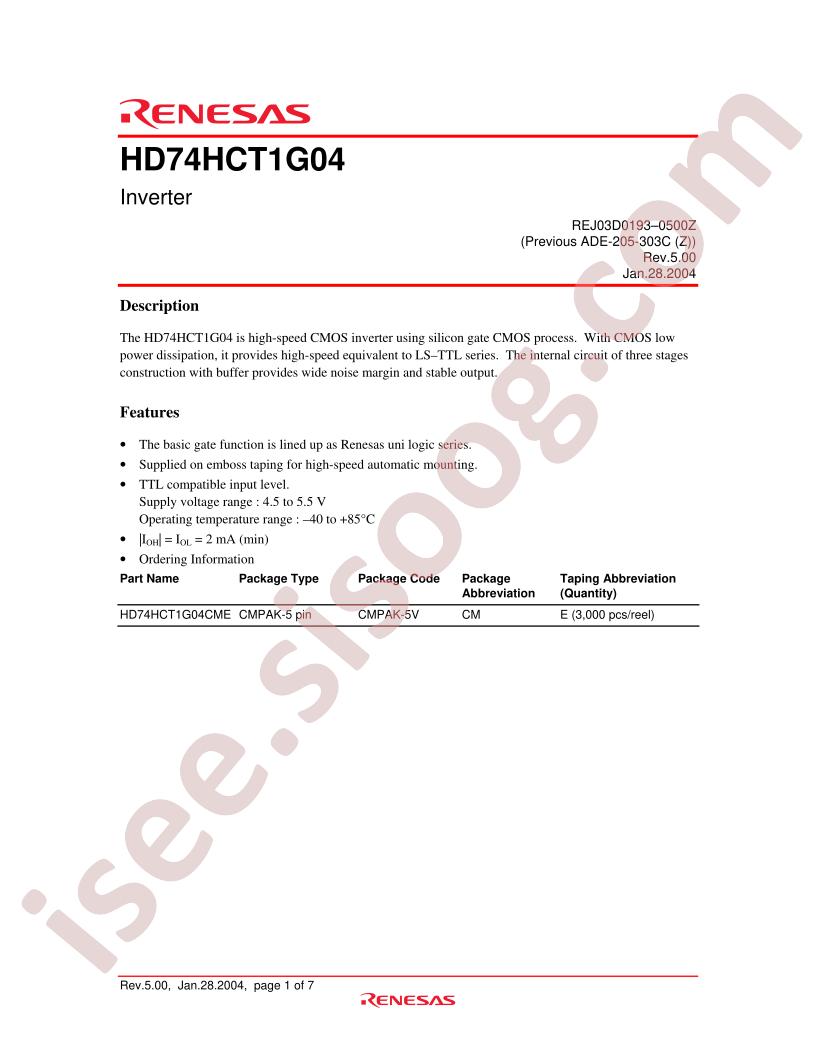 HD74HCT1G04CME