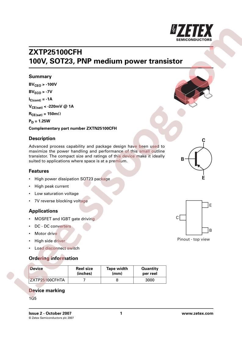 ZXTP25100CFHTA