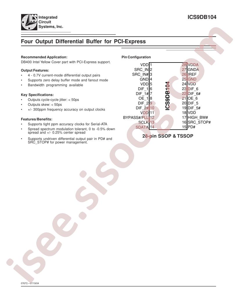ICS9DB104YFLFT