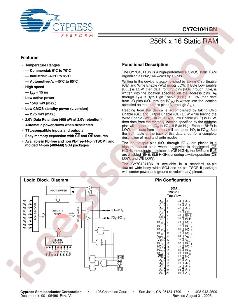 CY7C1041BN-20VXC