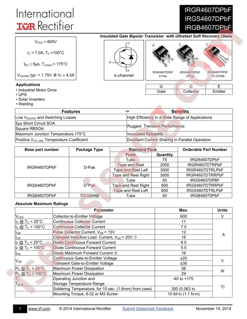 IRGR4607DPBF