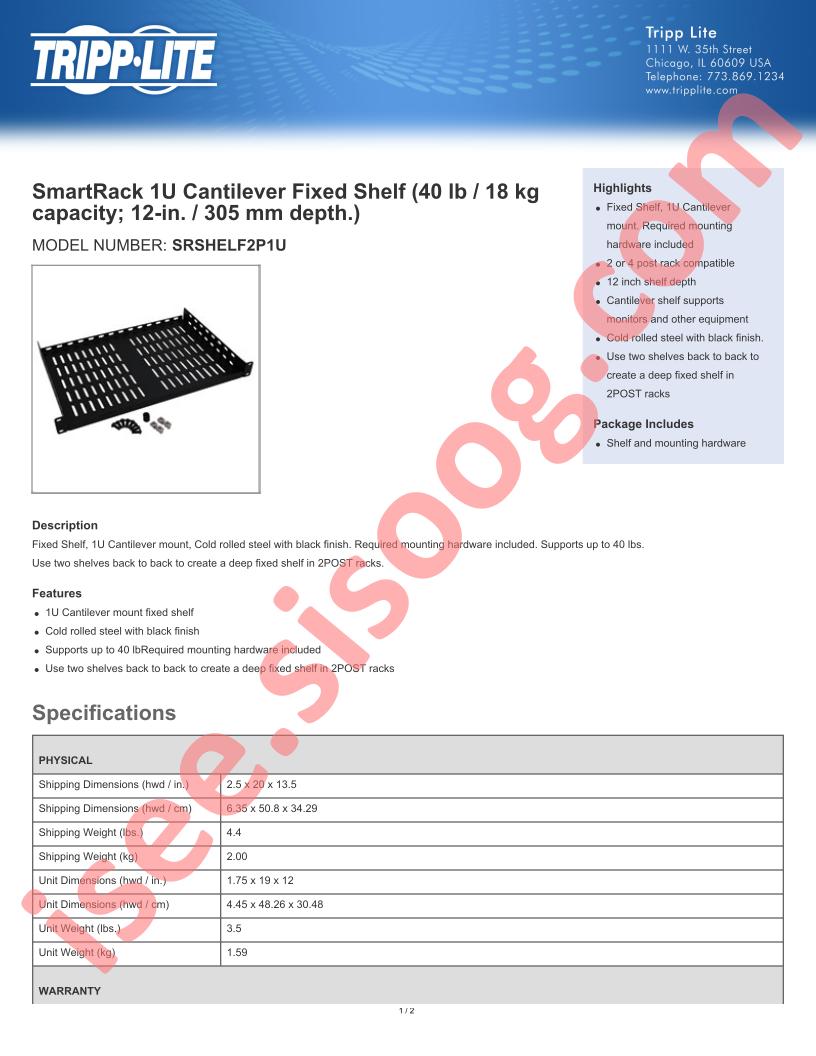 SRSHELF2P1U