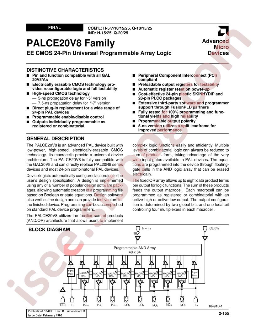 PALCE20V8H-20JC5