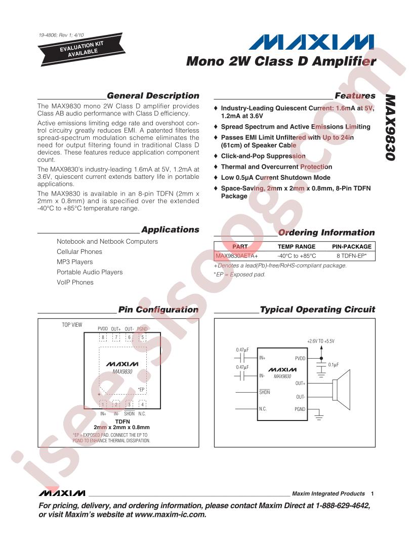 MAX9830AETA+