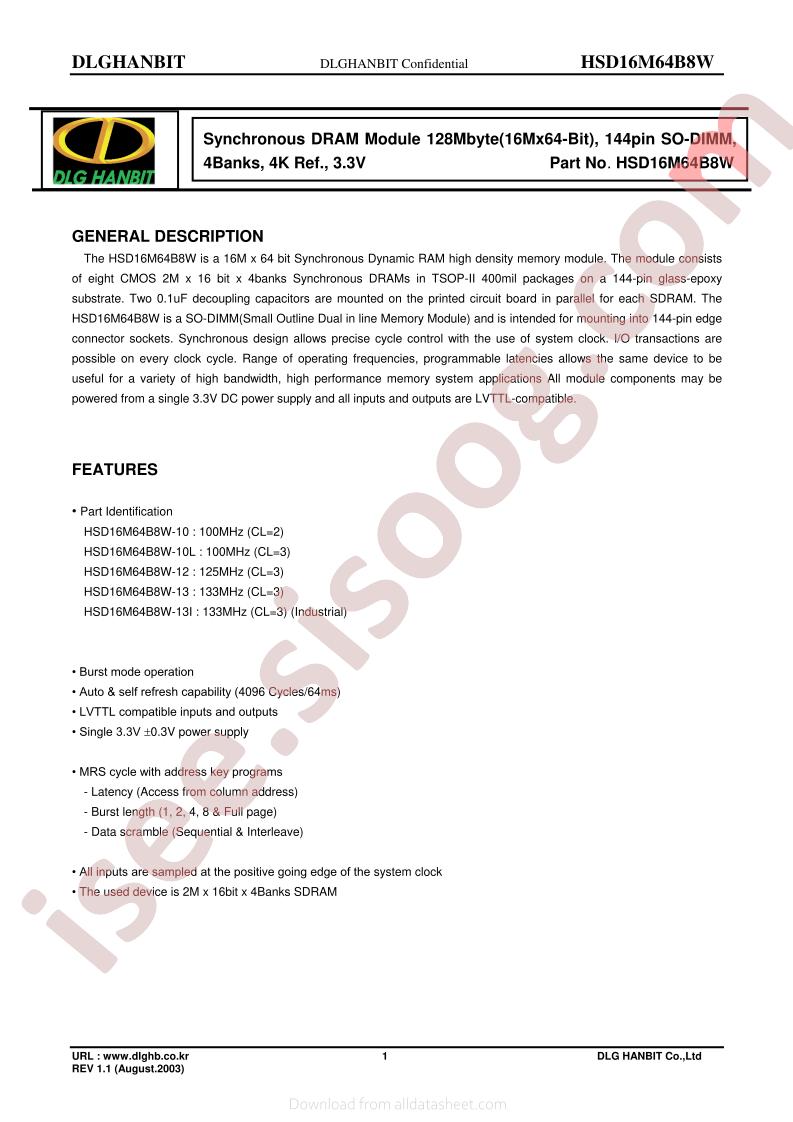 HSD16M64B8W-12