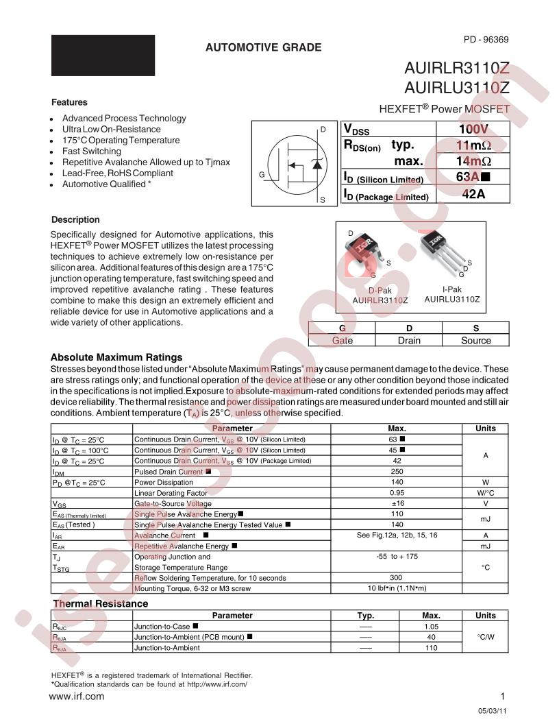 AUIRLR3110ZTRL