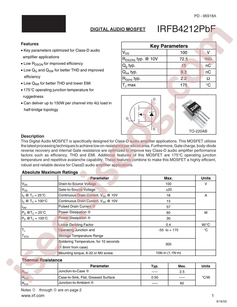 IRFB4212PBF