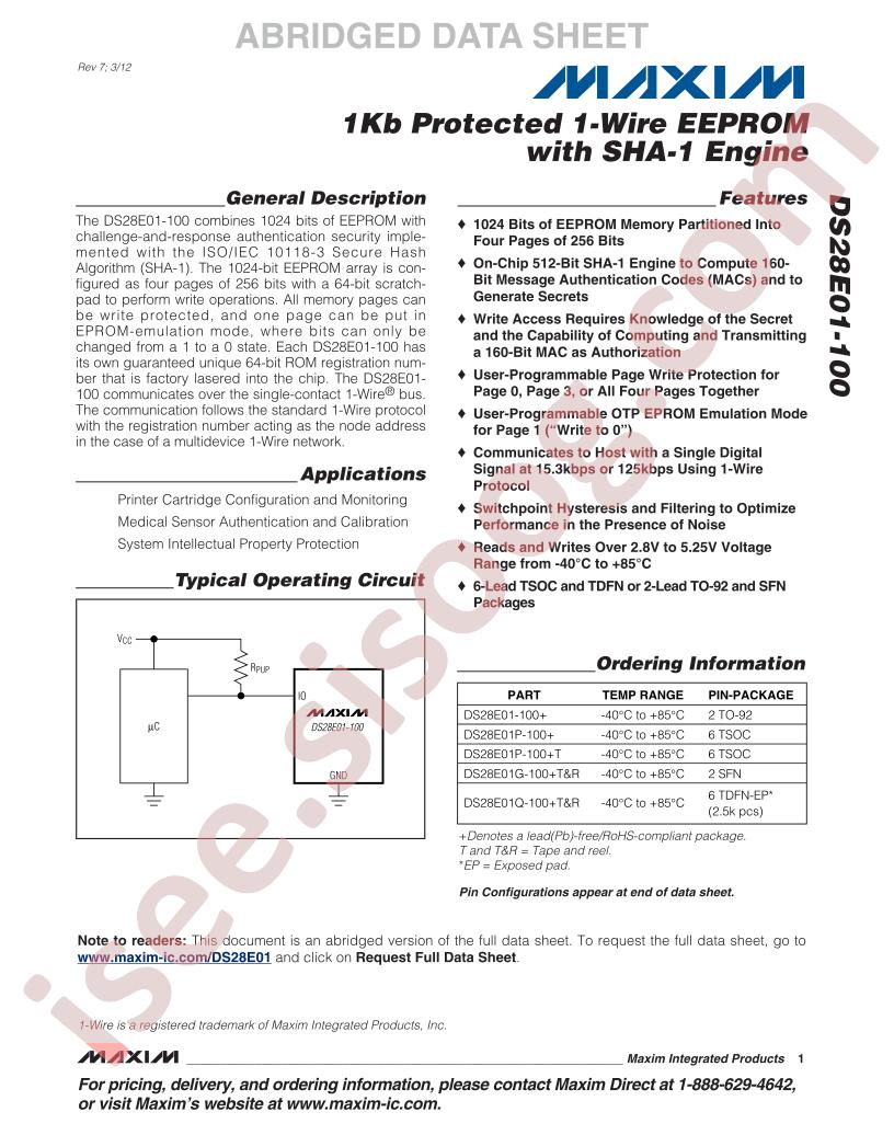 DS28E01P-100+TR