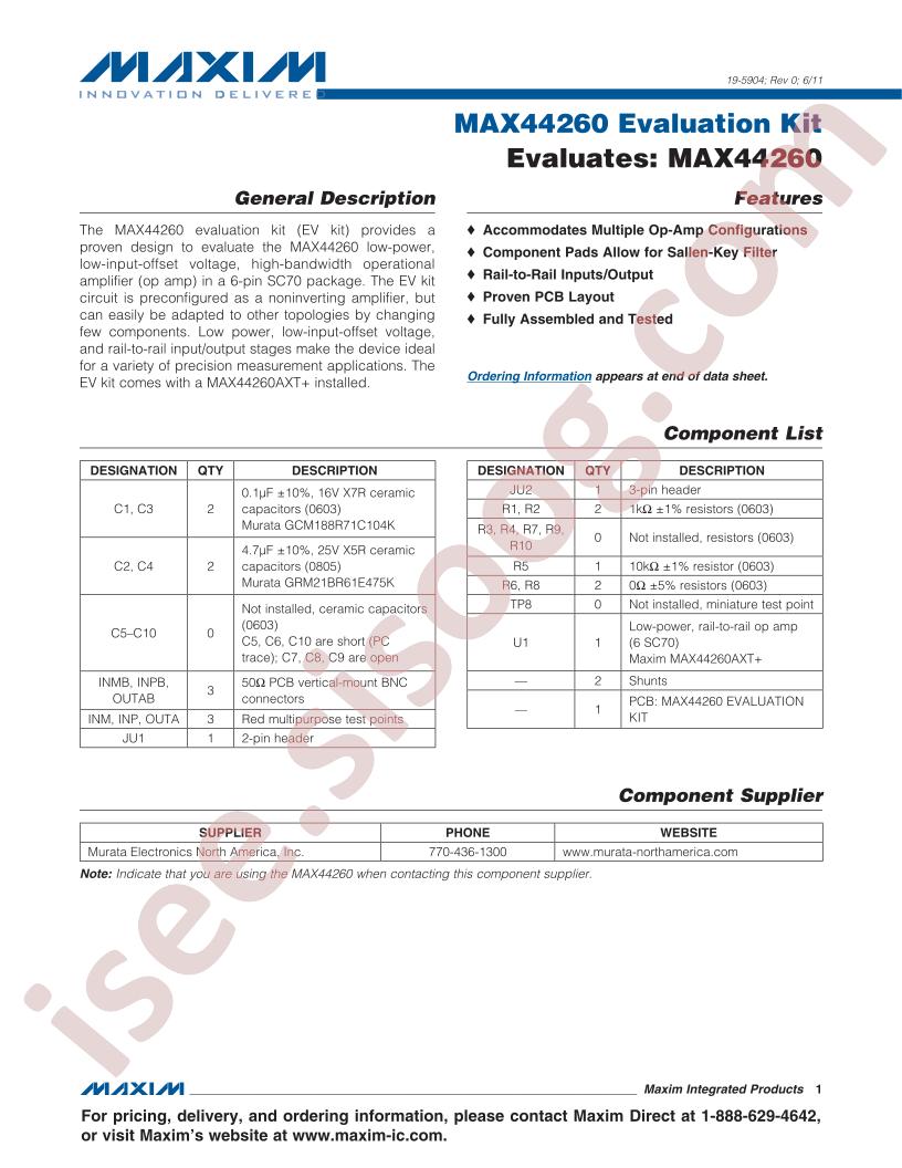 MAX44260EVKIT