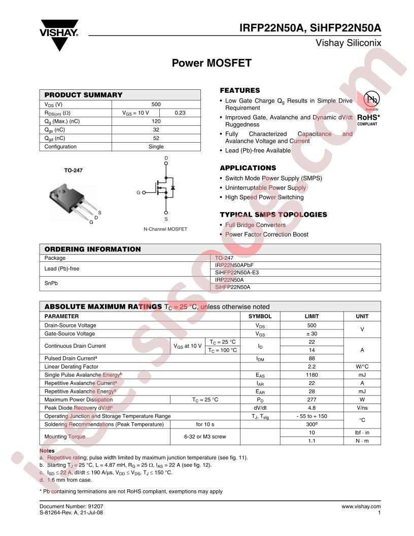 IRP22N50APBF