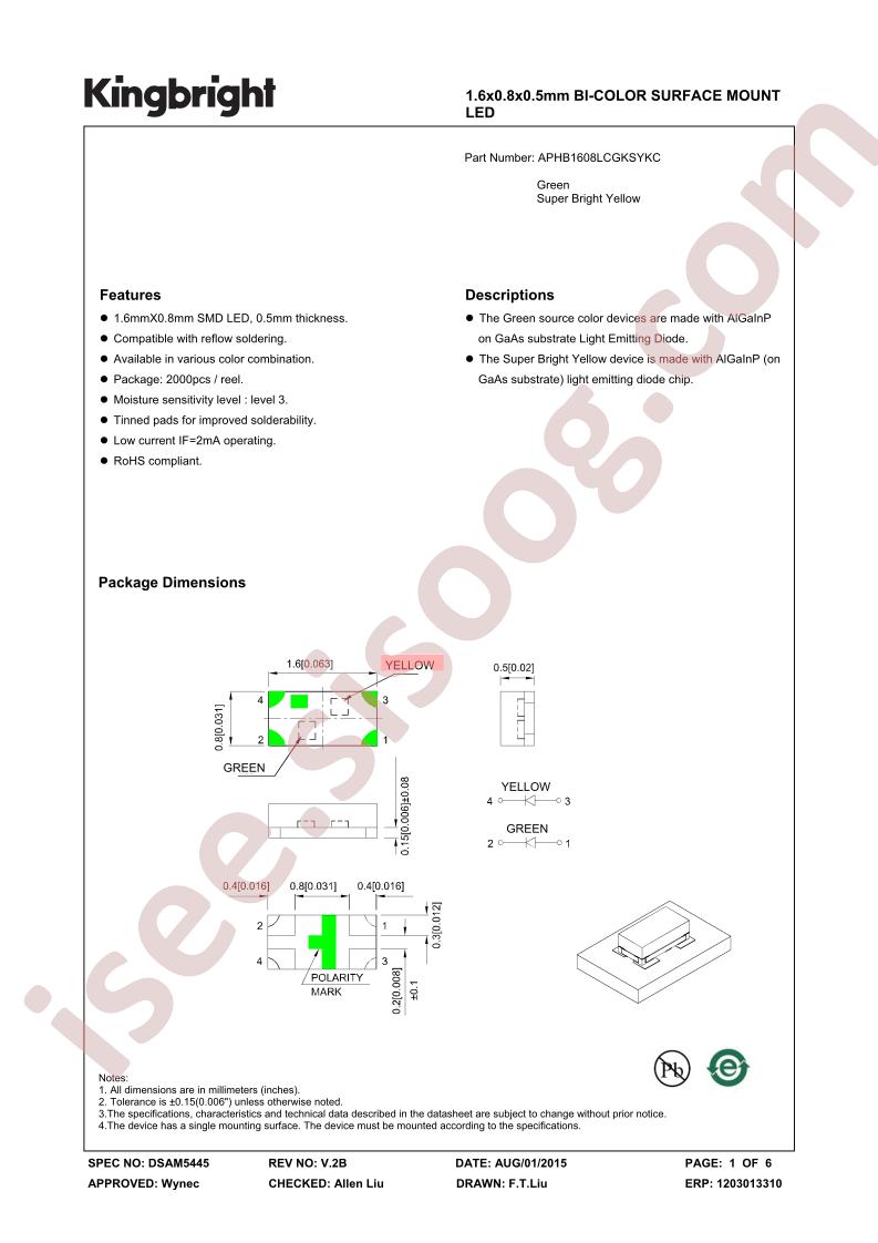 APHB1608LCGKSYKC