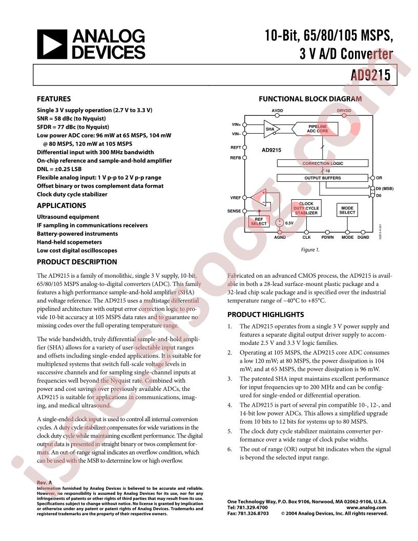 AD9215BCP-105EB