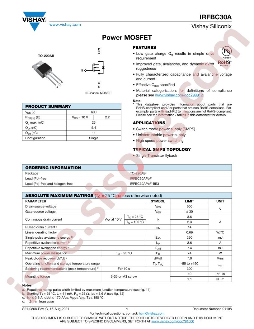 IRFBC30A