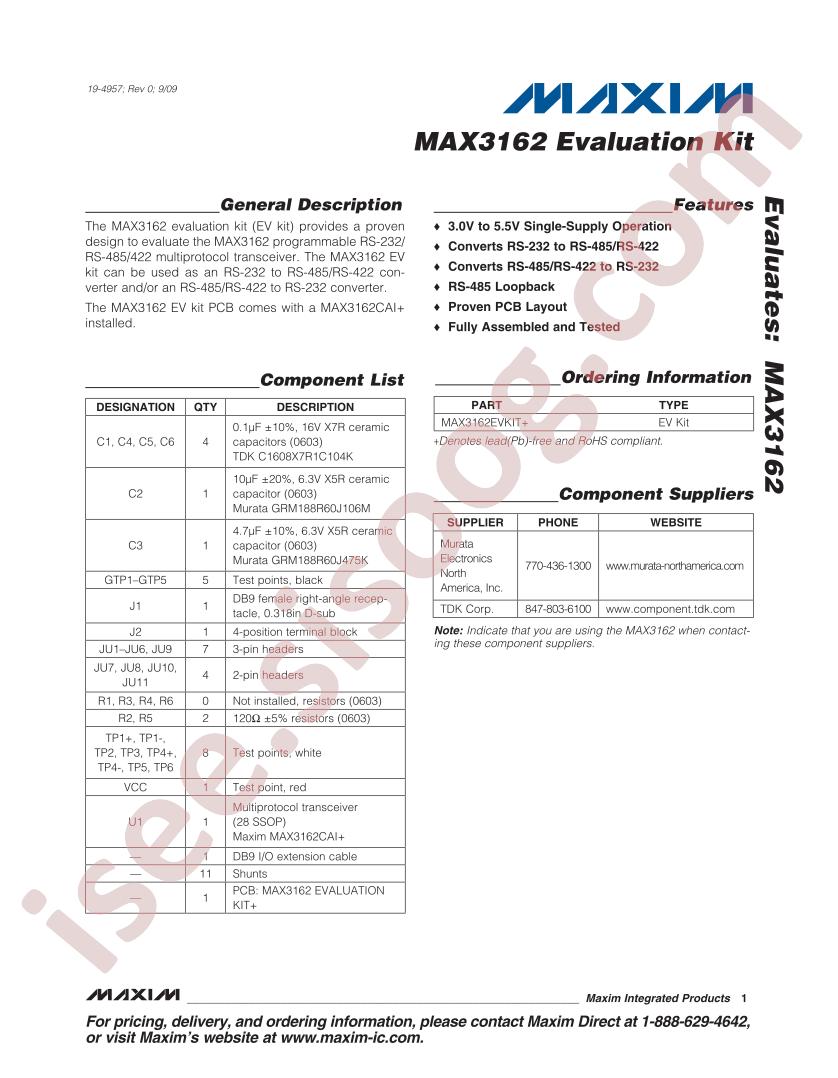 MAX3162EVKIT
