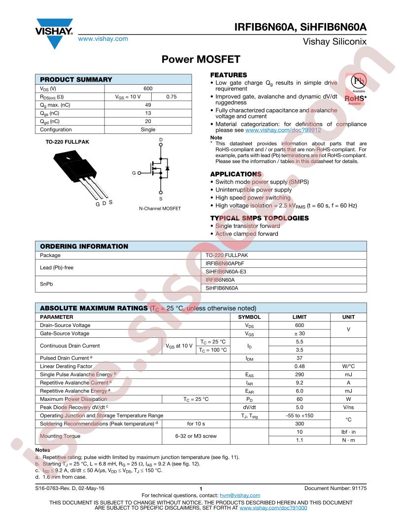 IRFIB6N60A