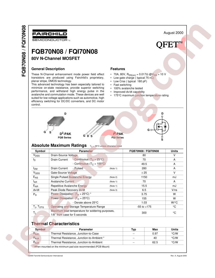 FQB70N08