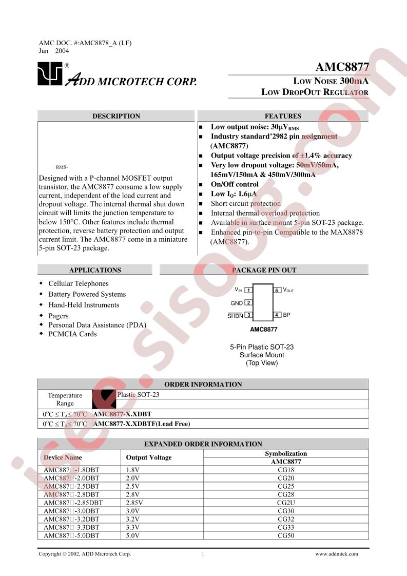 AMC8877-3.3DBT