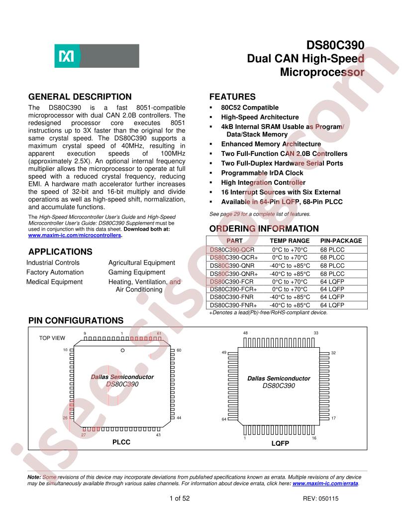 DS80C390-FCR