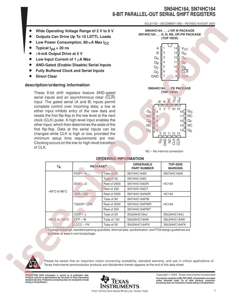 SN74HC164D