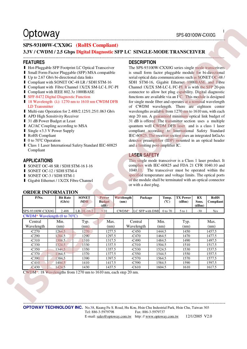 SPS-93100W-CXX0G