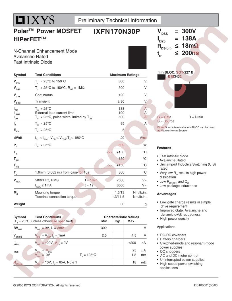 IXFN170N30P