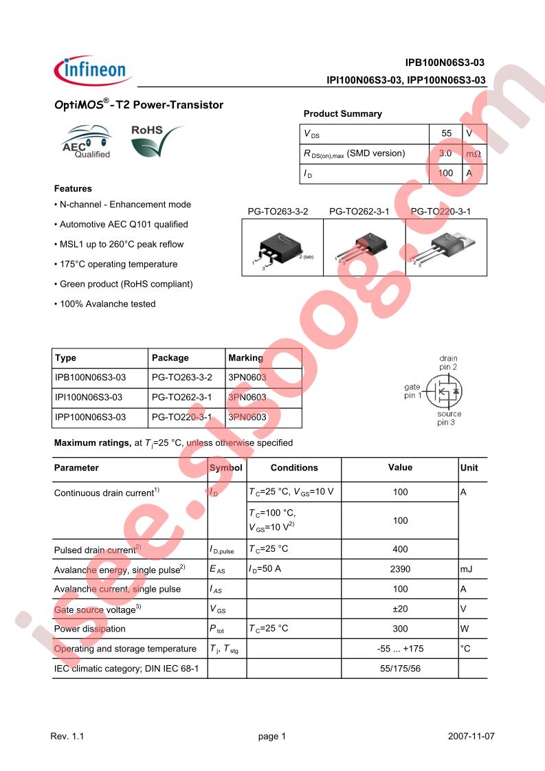 IPP100N06S3-03