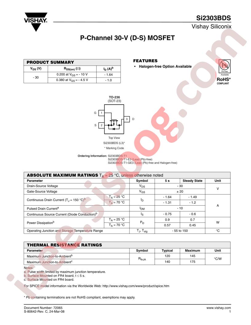 SI2303BDS-T1-E3