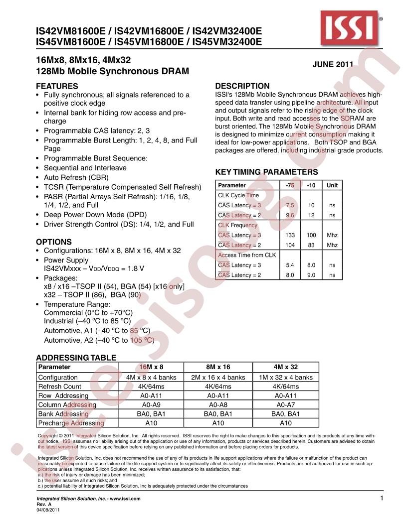 IS42VM81600E