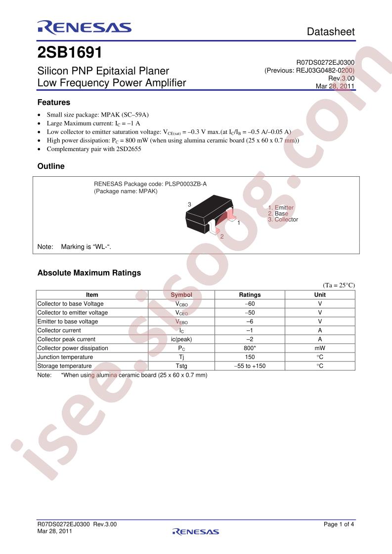 2SB1691WL-TL-E