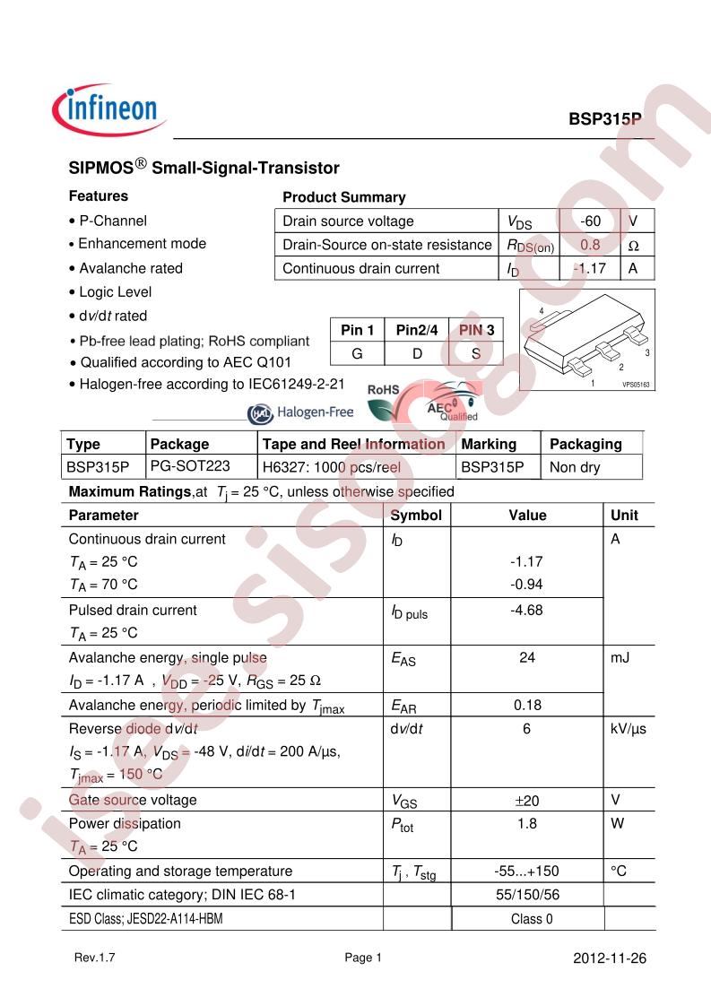 BSP315PL6327HTSA1