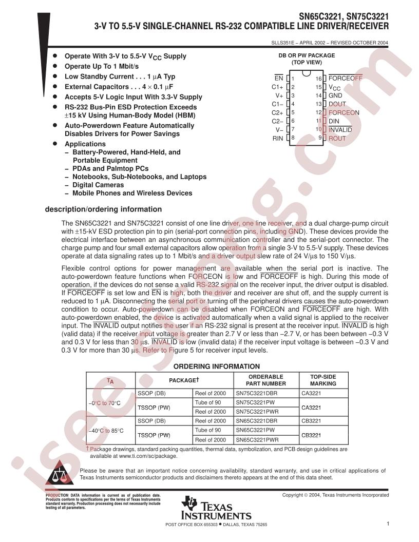 SN75C3221DBR